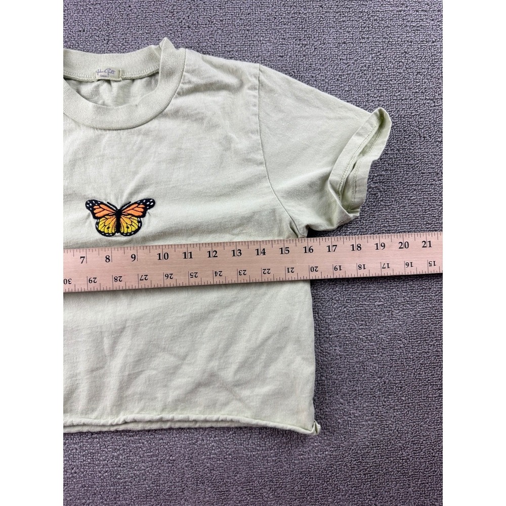 J Galt Brandy Melville Cropped Top Women Small Green Ashlyn Butterfly Coquette - Picture 7 of 8